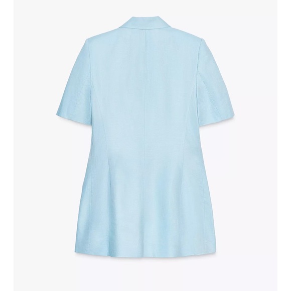 Zara Fitted Short Sleeve Linen Blazer light blue NWT - Picture 7 of 9